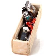 מארז מתנה ארגז עץ עם יין ושוקולד